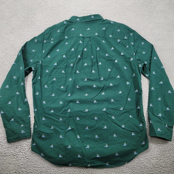 American Eagle Shirt Mens XL Green Long Sleeve Christmas Tree Button Up Soft - Picture 2 of 15